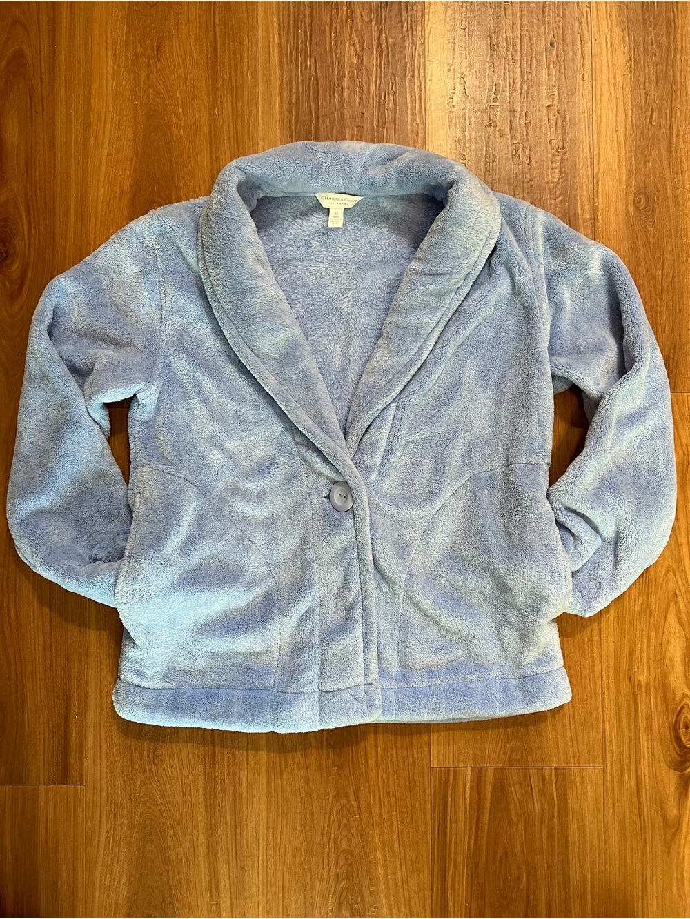 Charter Club Intimates Light Blue Fleece one button pajama top